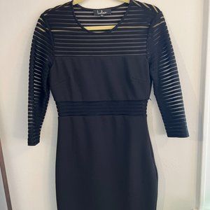 Lulu's Black Mesh Striped Pattern Dress Size Medium